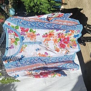 Floral Bohemian Women Top XL 100% Cotton